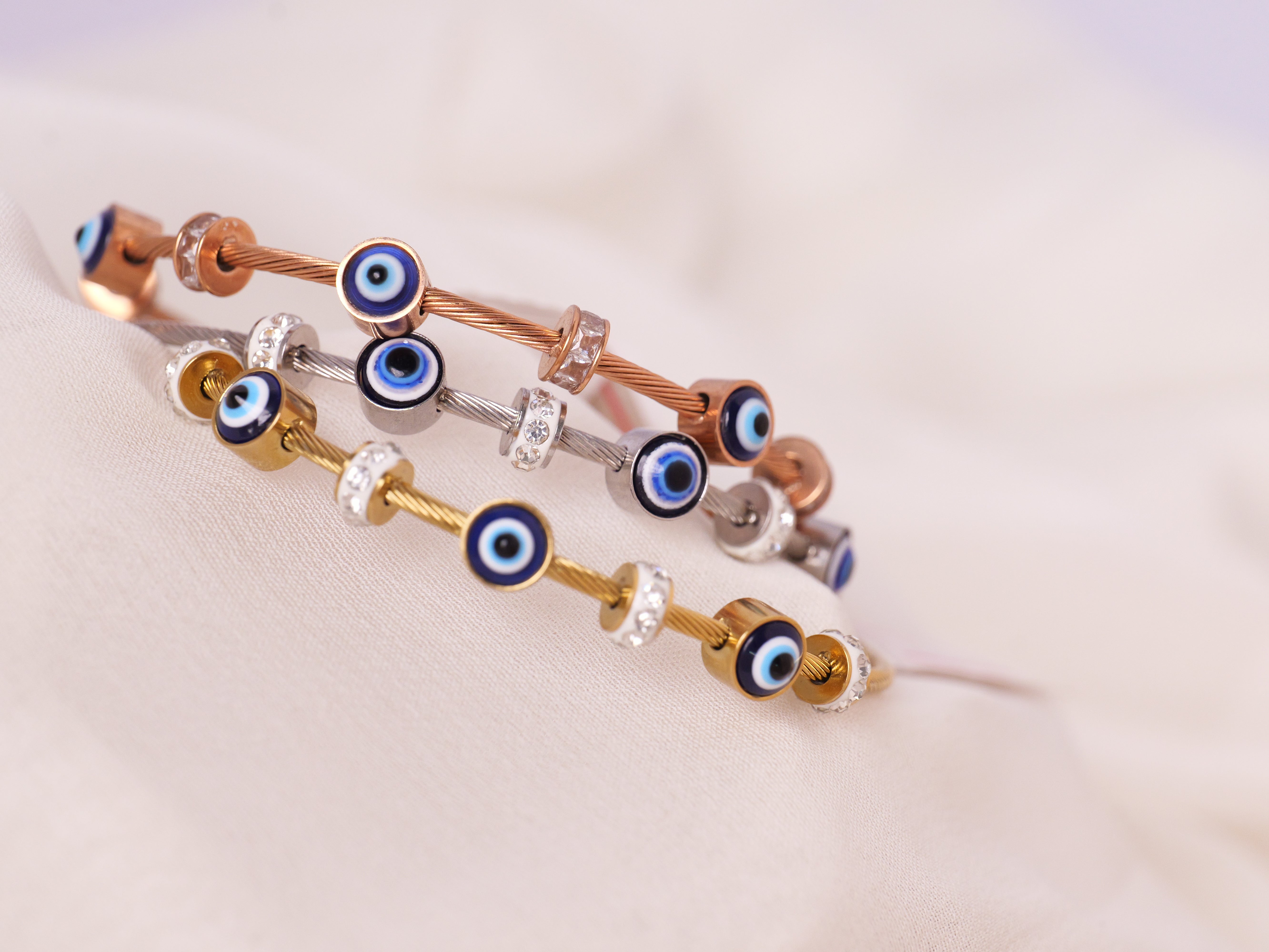 Evil Eye Charm Cable Bracelet