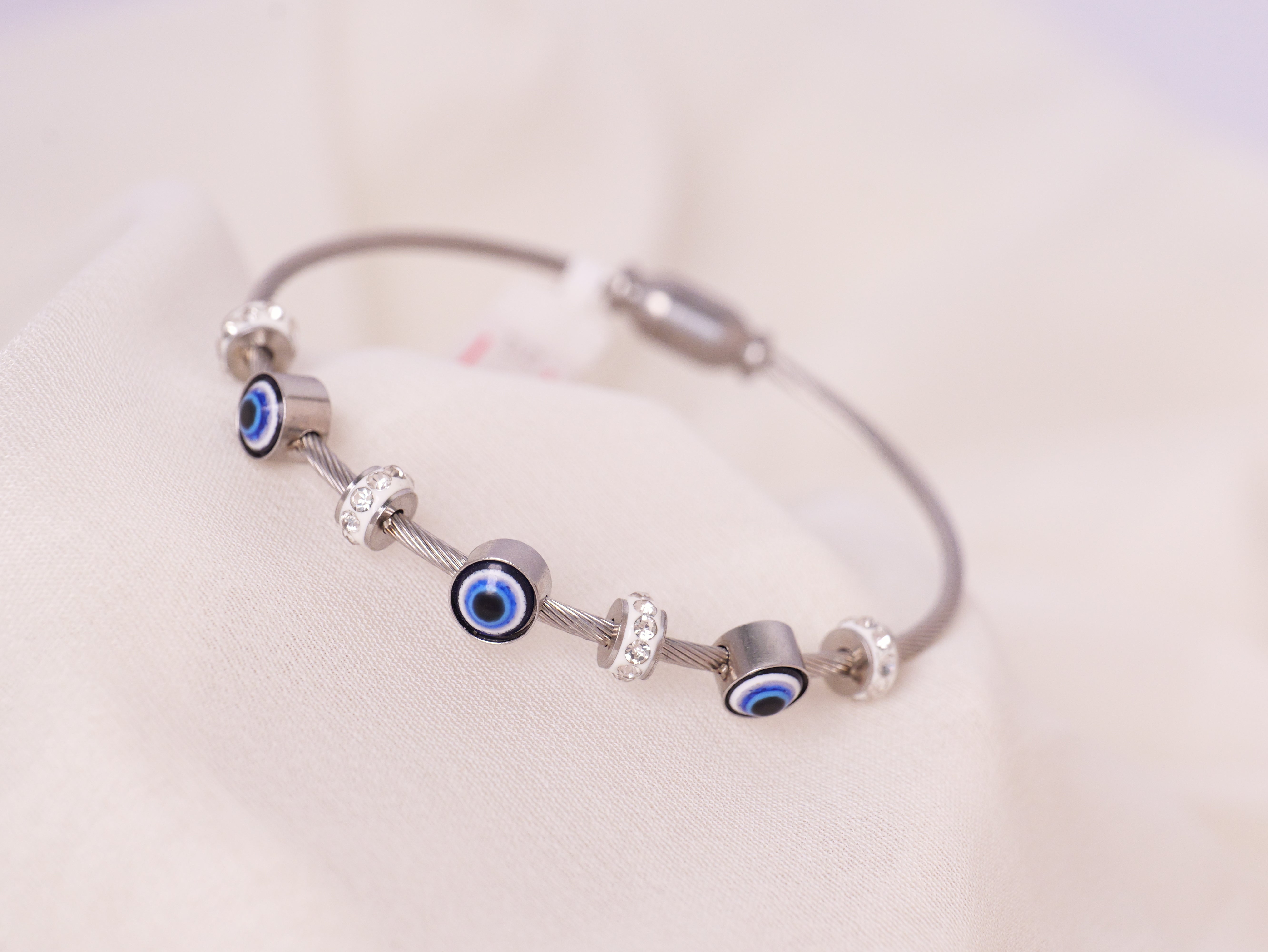 Evil Eye Charm Cable Bracelet