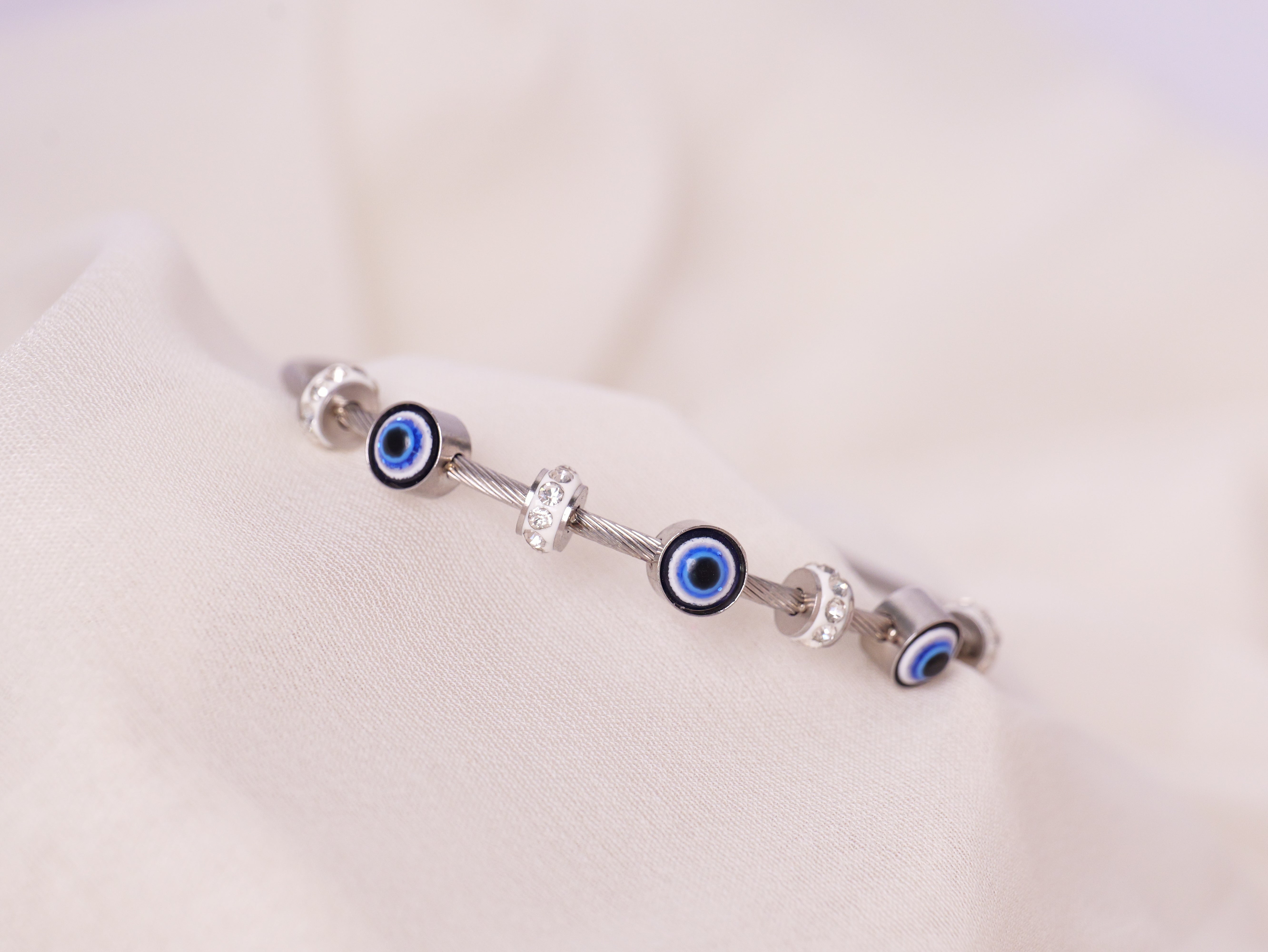 Evil Eye Charm Cable Bracelet