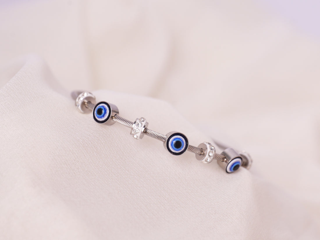 Evil Eye Charm Cable Bracelet