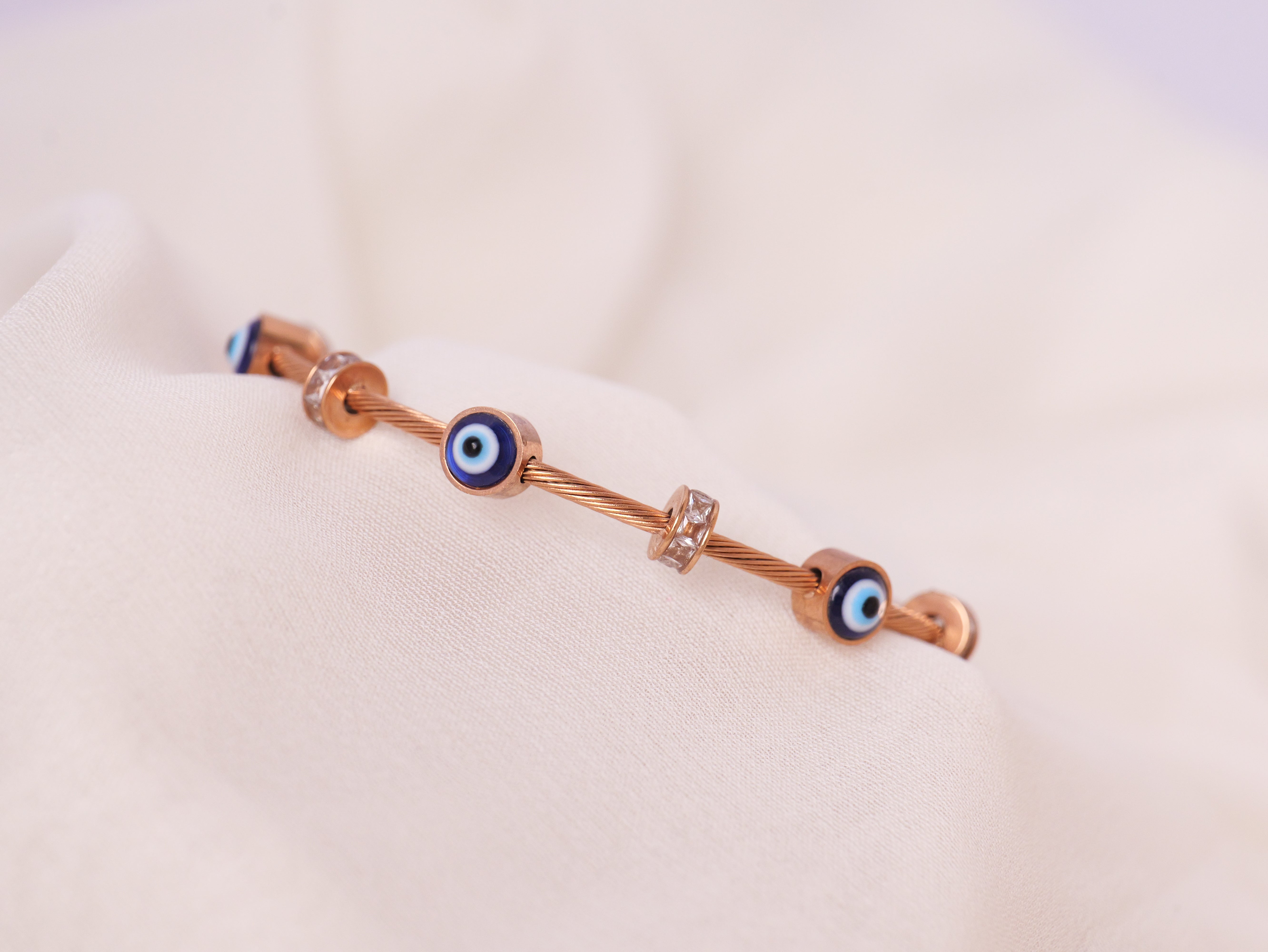 Evil Eye Charm Cable Bracelet
