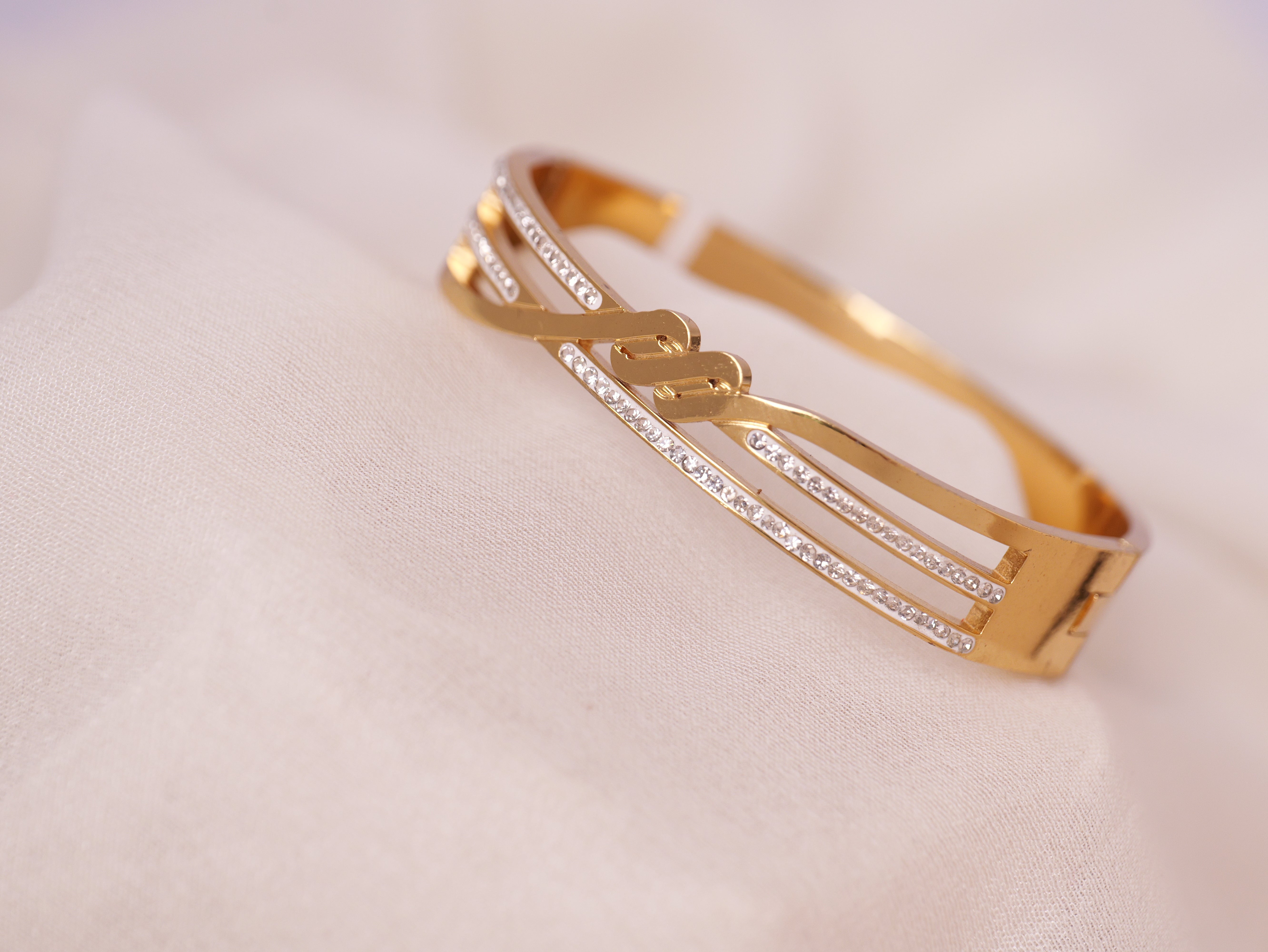 Dual Band Crystal Accent Bracelet