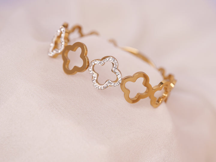 Floral Charm Gold Bracelet