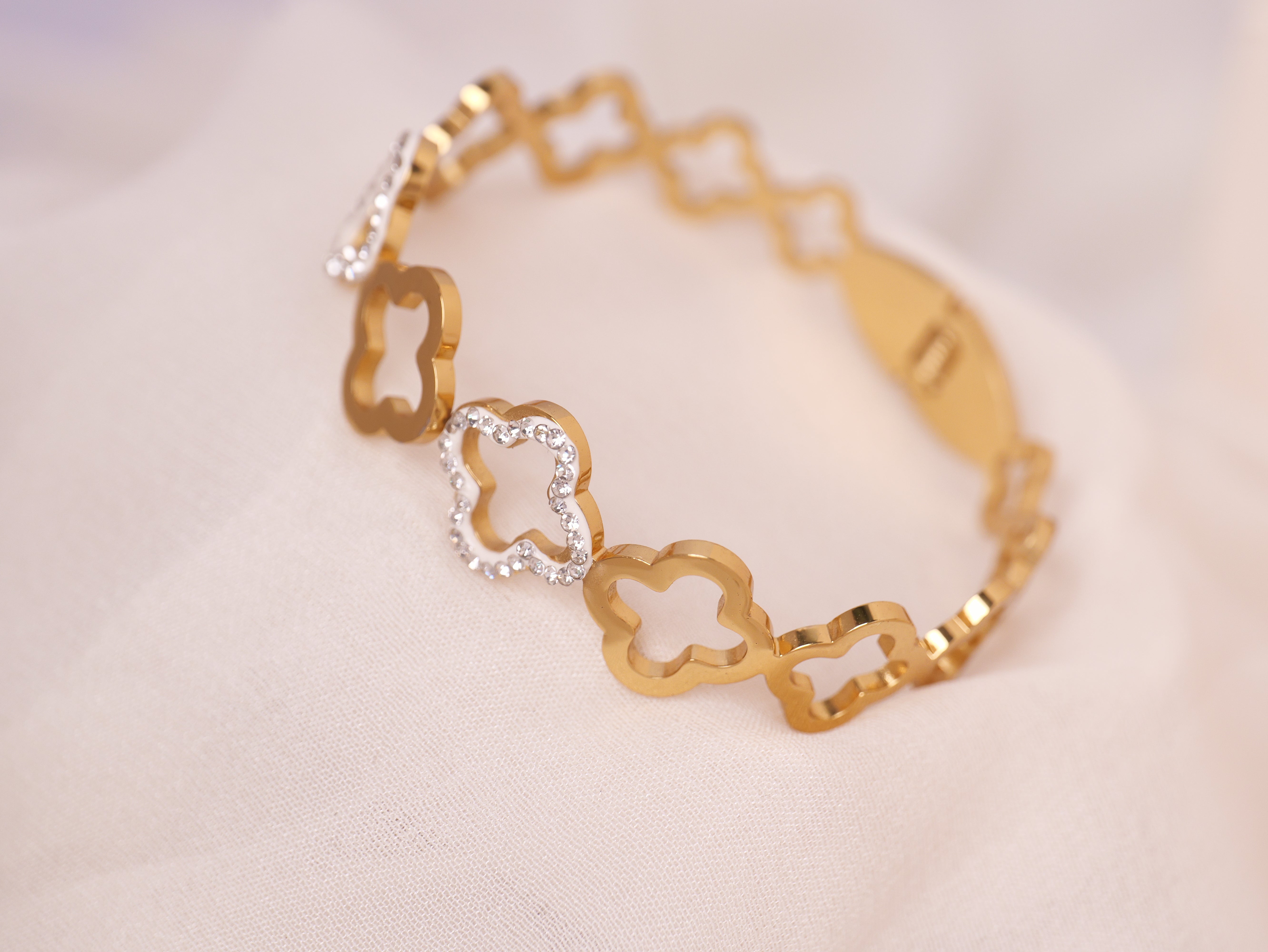 Floral Charm Gold Bracelet