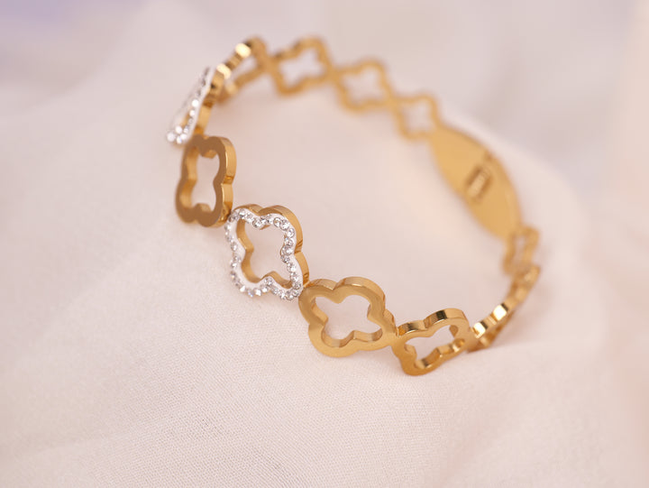 Floral Charm Gold Bracelet