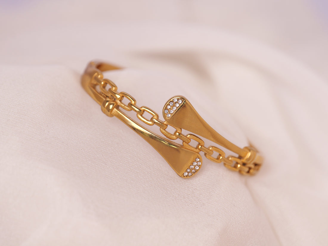 Gold Chain-Link Cuff Bracelet