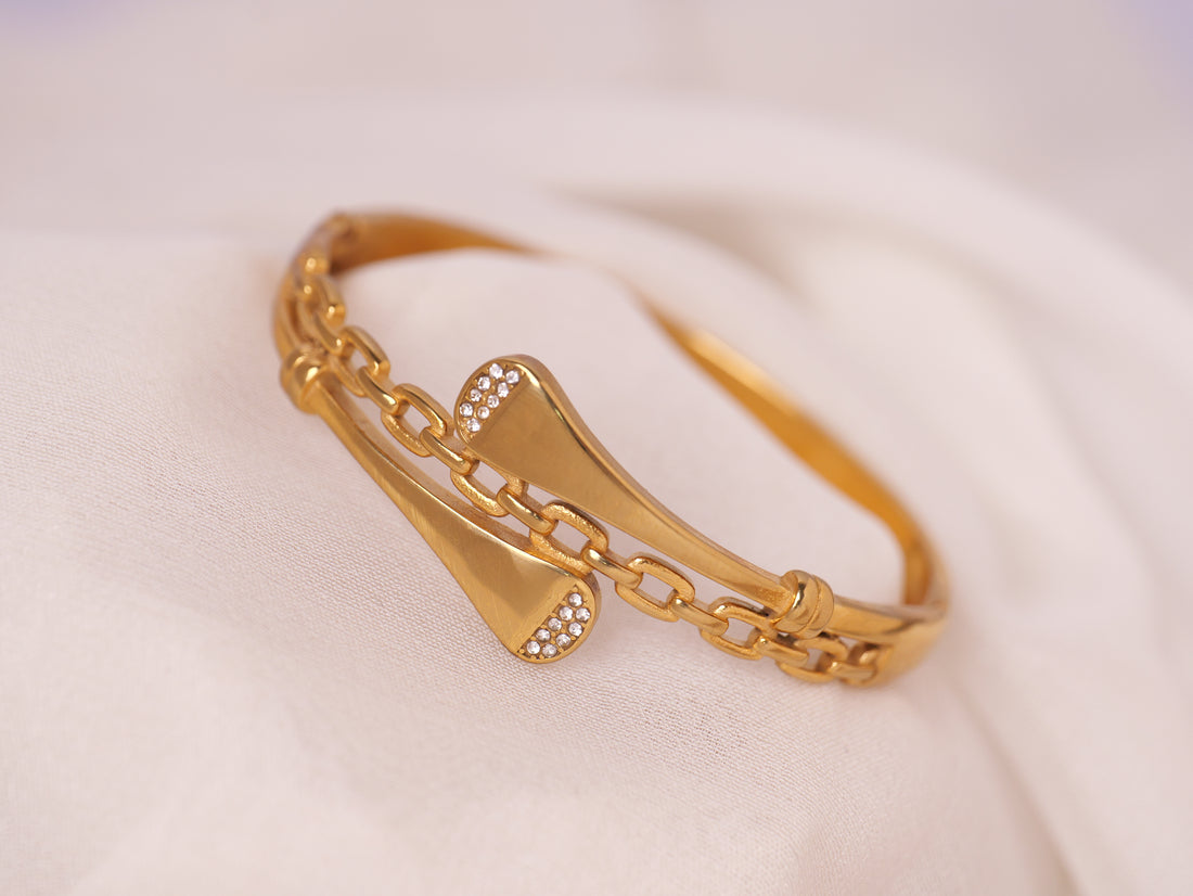 Gold Chain-Link Cuff Bracelet