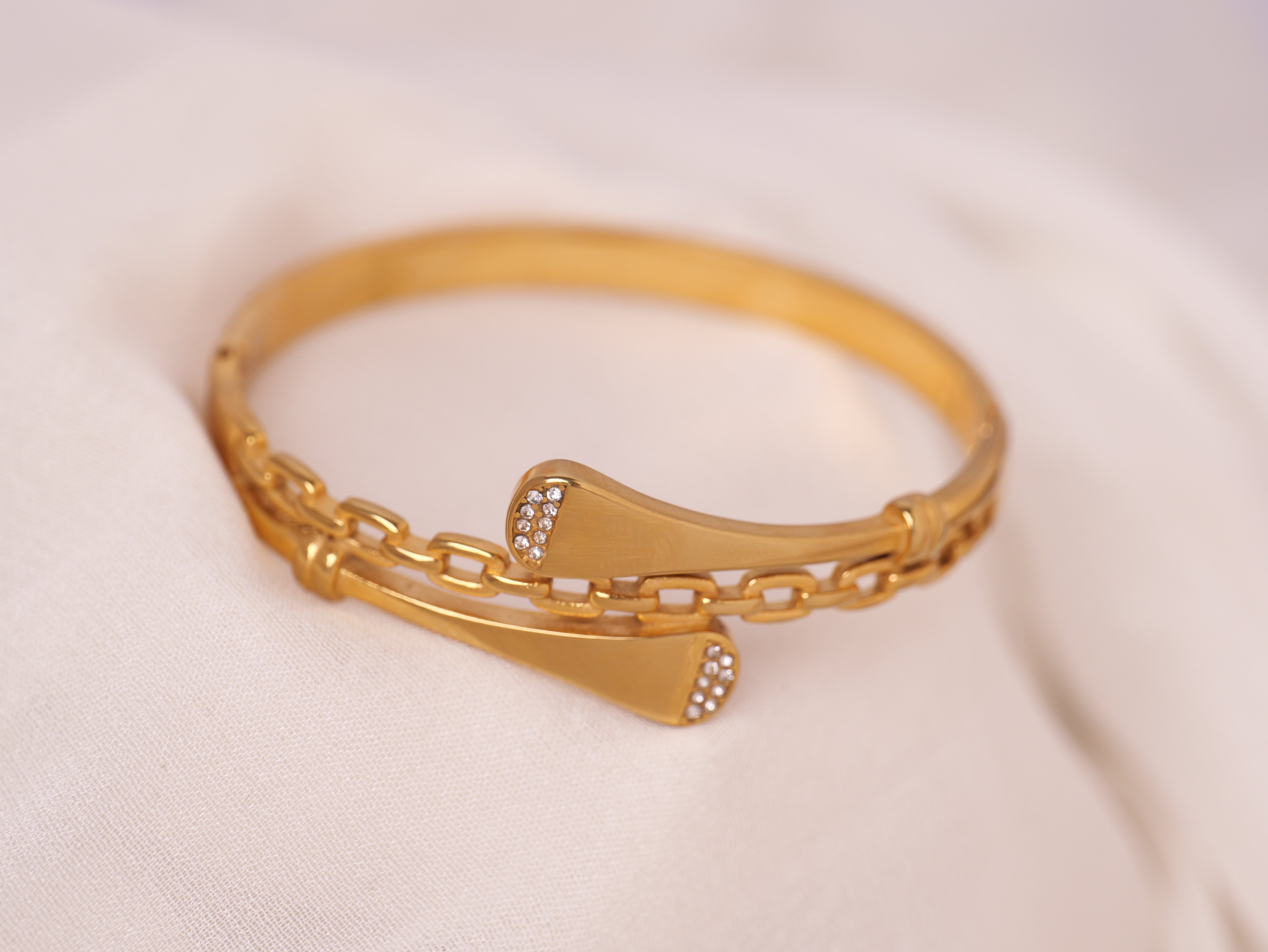 Gold Chain-Link Cuff Bracelet