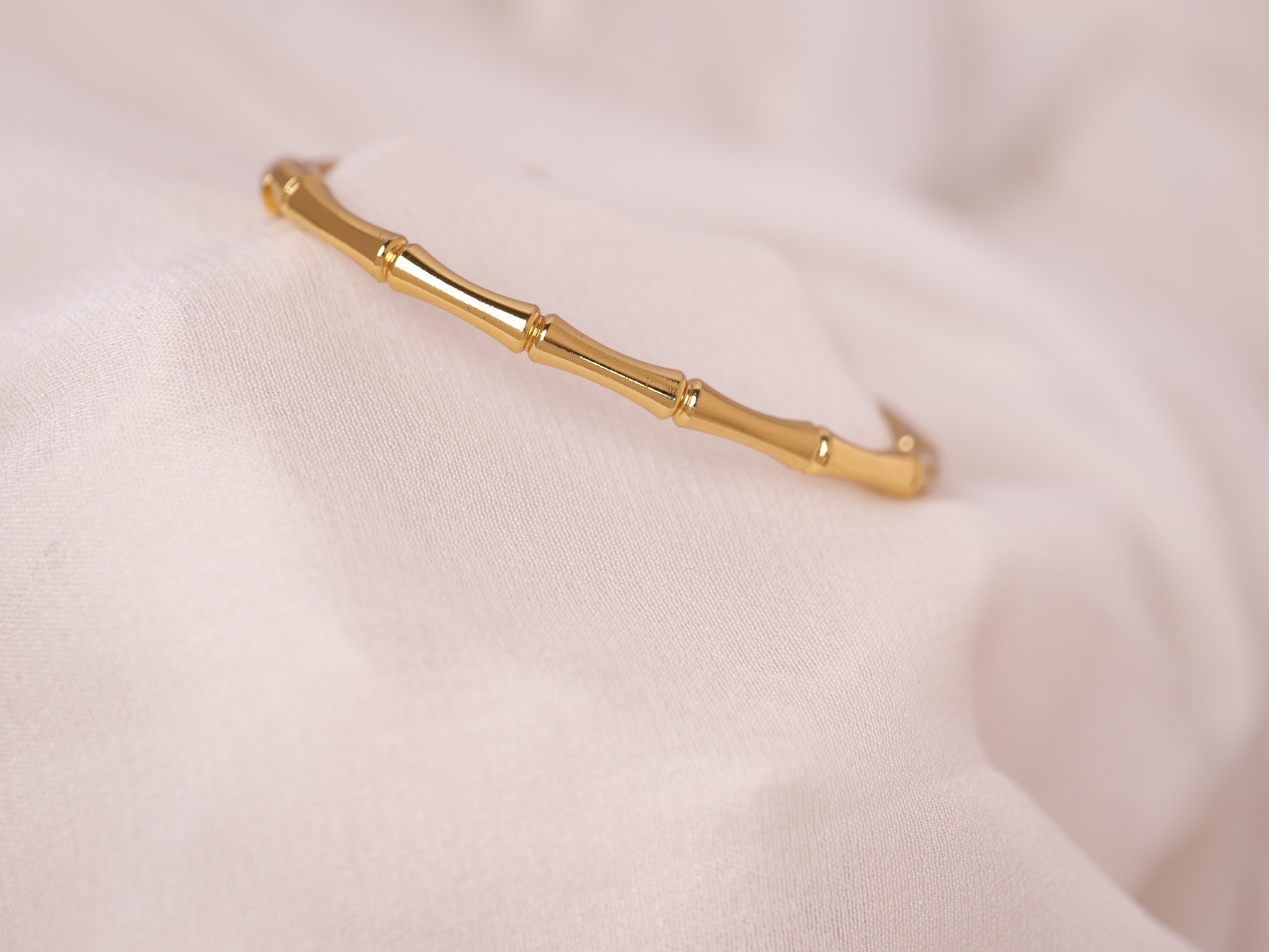 Bamboo-Inspired Gold Cuff Bracelet