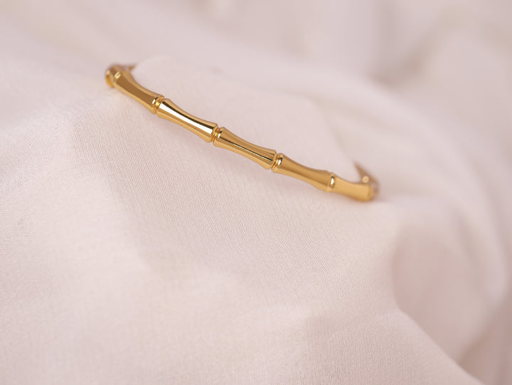 Bamboo-Inspired Gold Cuff Bracelet