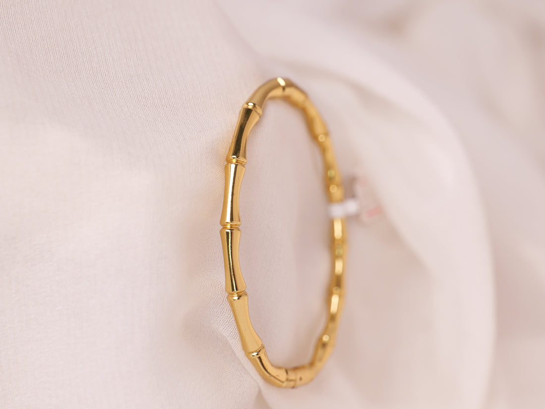 Bamboo-Inspired Gold Cuff Bracelet