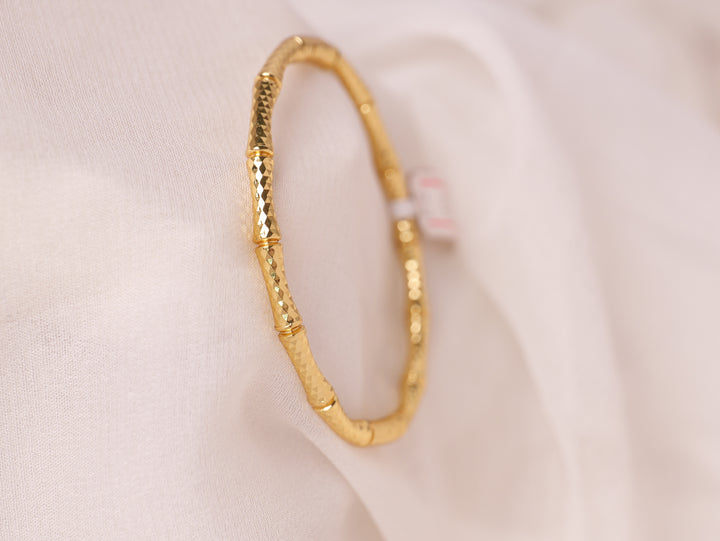 Textured Bamboo Gold Cuff Bracelet