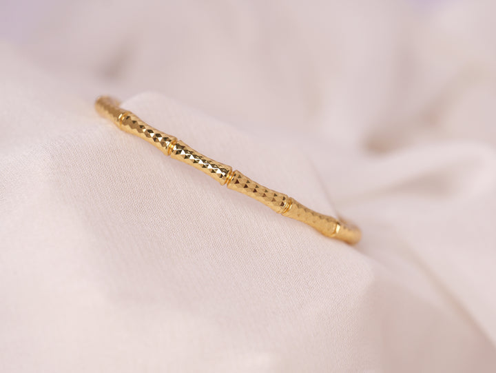 Textured Bamboo Gold Cuff Bracelet