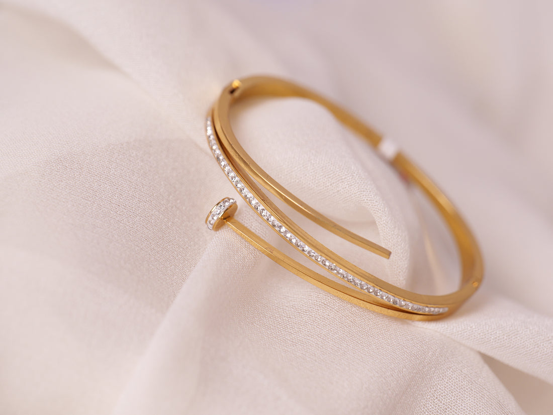 Modern Open-Ended Gold Cuff Bracelet for Thin Wrist