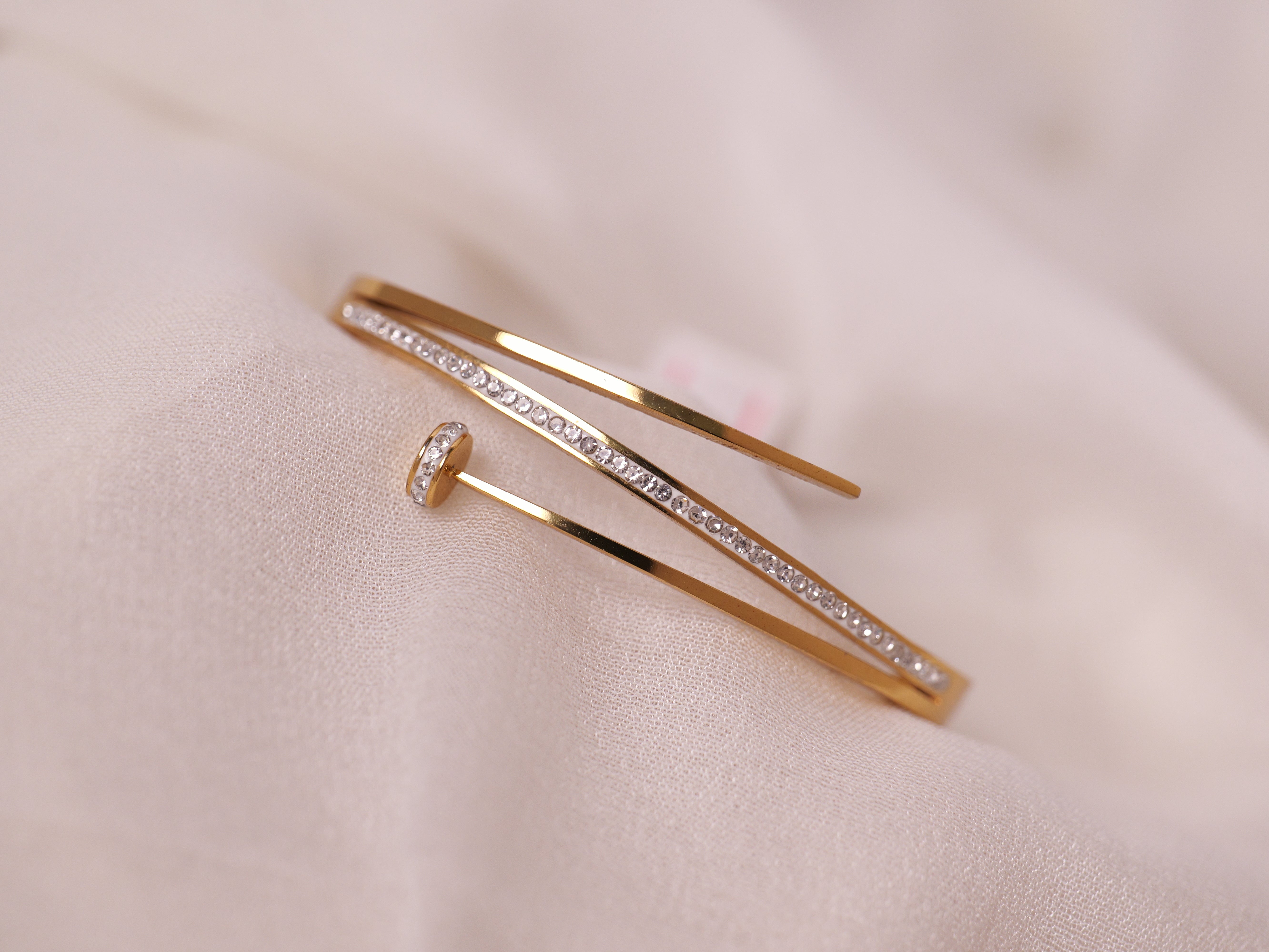 Modern Open-Ended Gold Cuff Bracelet for Thin Wrist