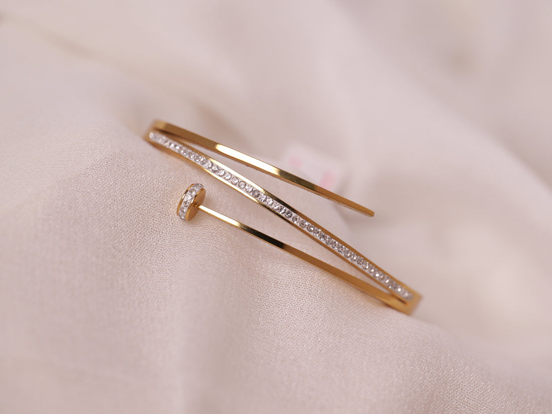 Modern Open-Ended Gold Cuff Bracelet for Thin Wrist