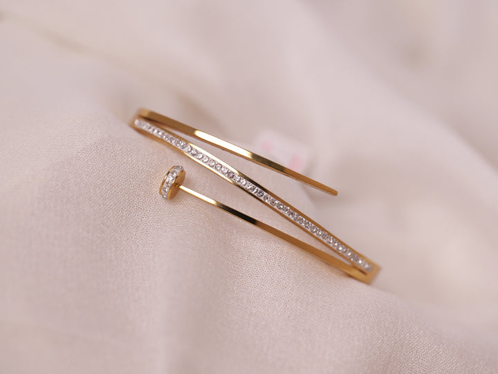 Modern Open-Ended Gold Cuff Bracelet for Thin Wrist