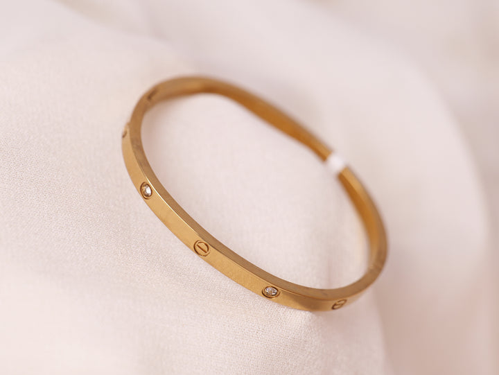 Gold Classic Screw Cuff Bracelet for Thin Wrist