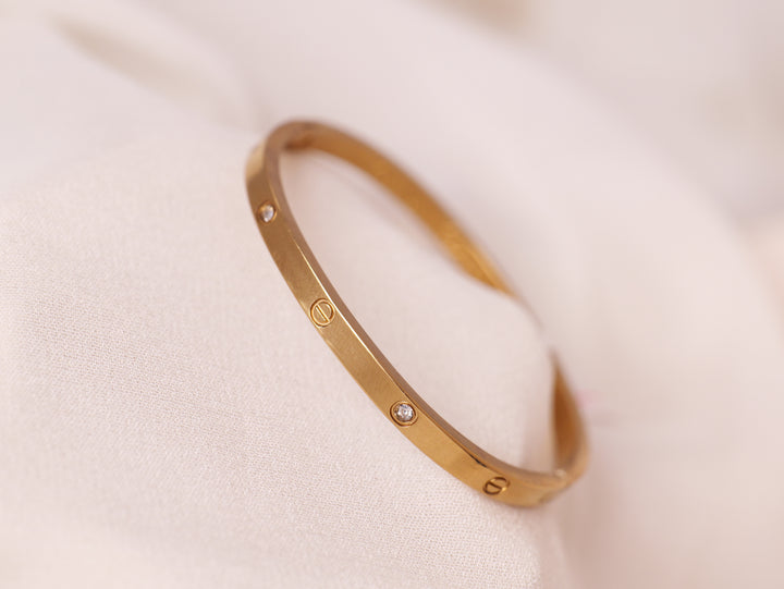 Gold Classic Screw Cuff Bracelet for Thin Wrist