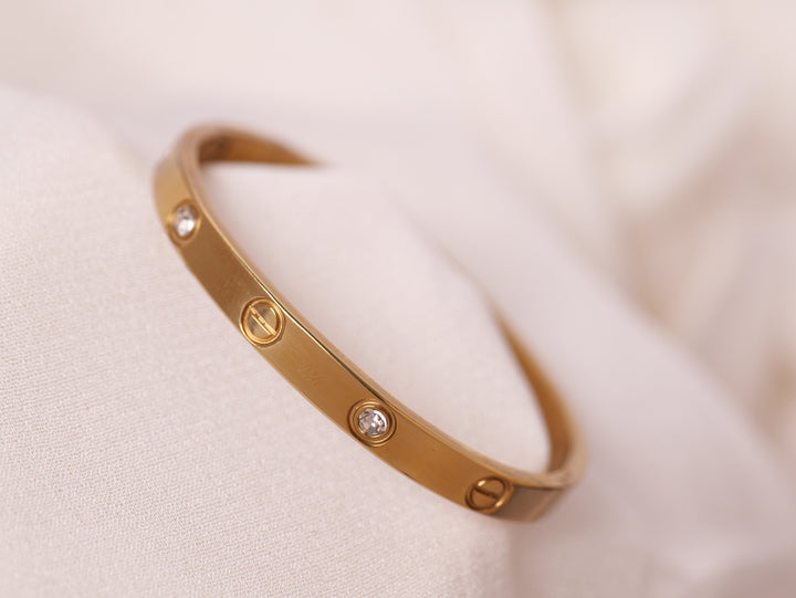 Gold Classic Screw Cuff Broad Bracelet for Thin Wrist