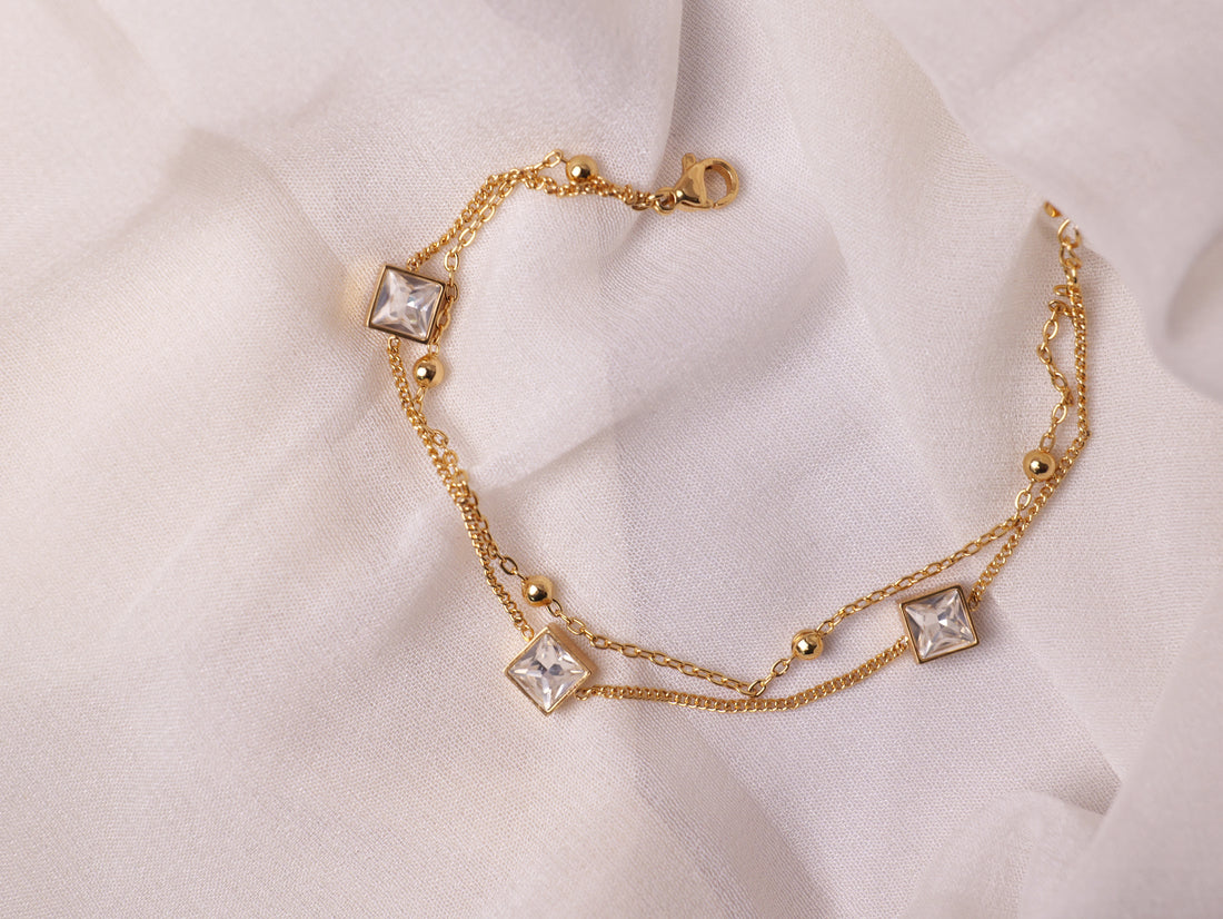 Duo Layer Crystal Chain Bracelet