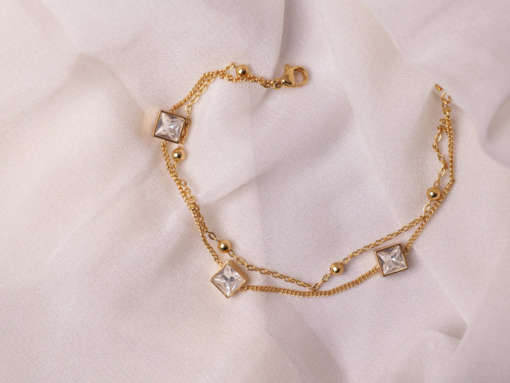 Duo Layer Crystal Chain Bracelet