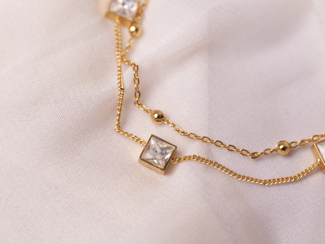 Duo Layer Crystal Chain Bracelet
