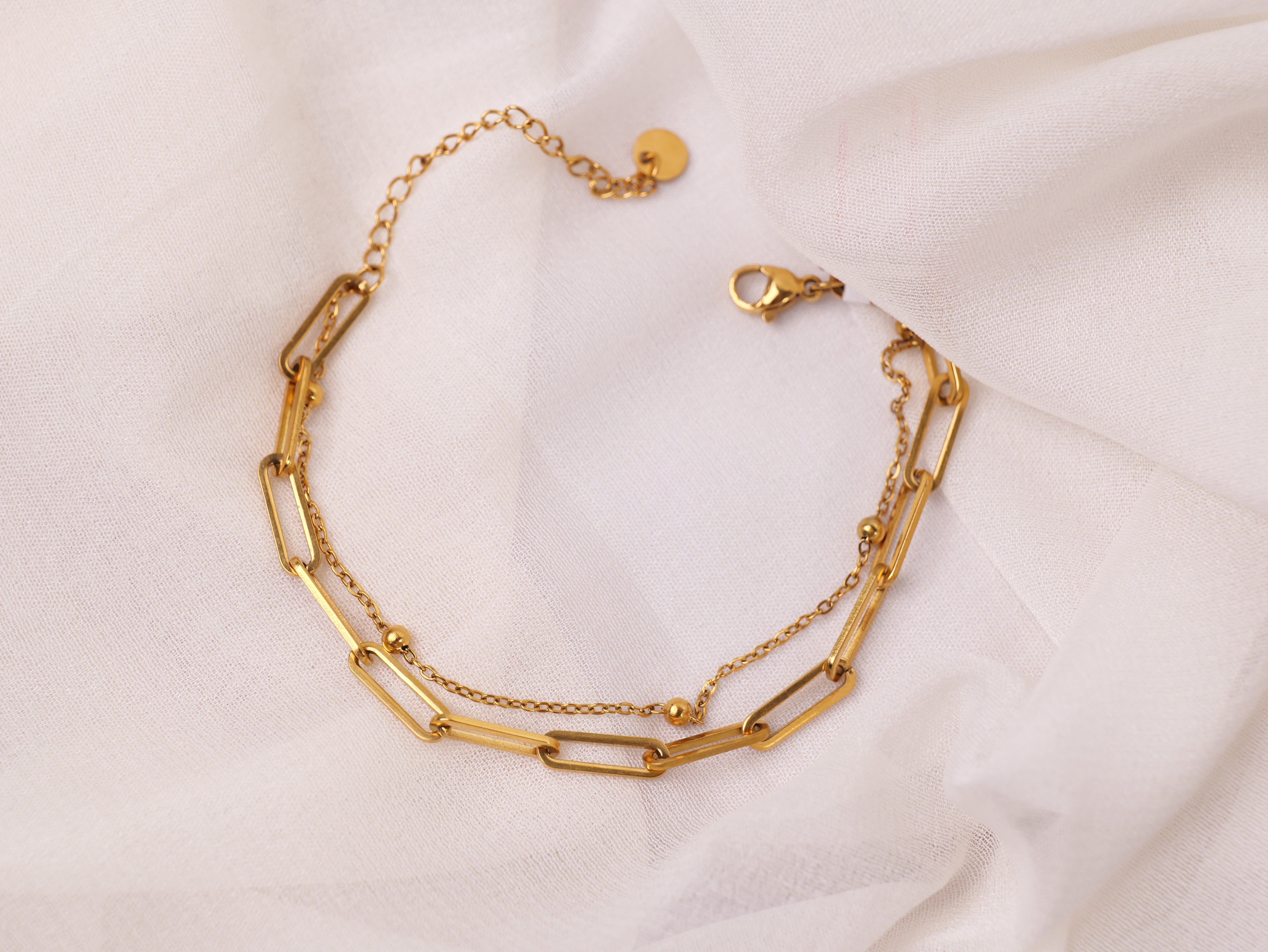 Dual Link Gold Chain Bracelet