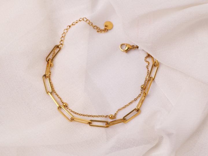 Dual Link Gold Chain Bracelet