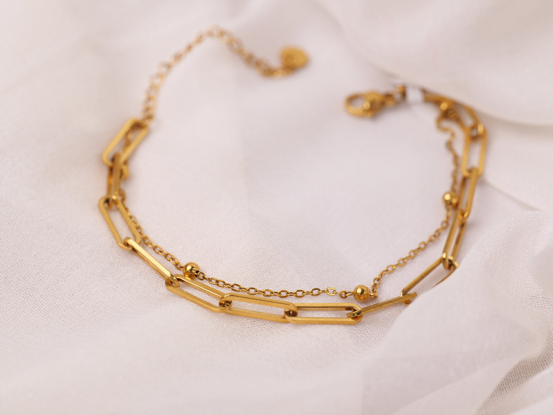 Dual Link Gold Chain Bracelet