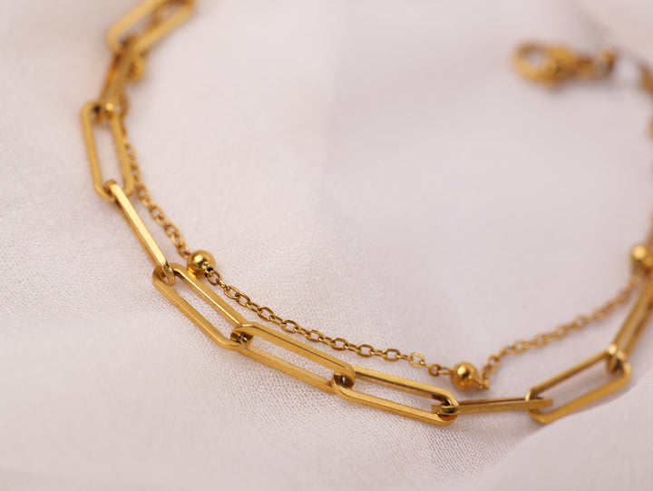 Dual Link Gold Chain Bracelet