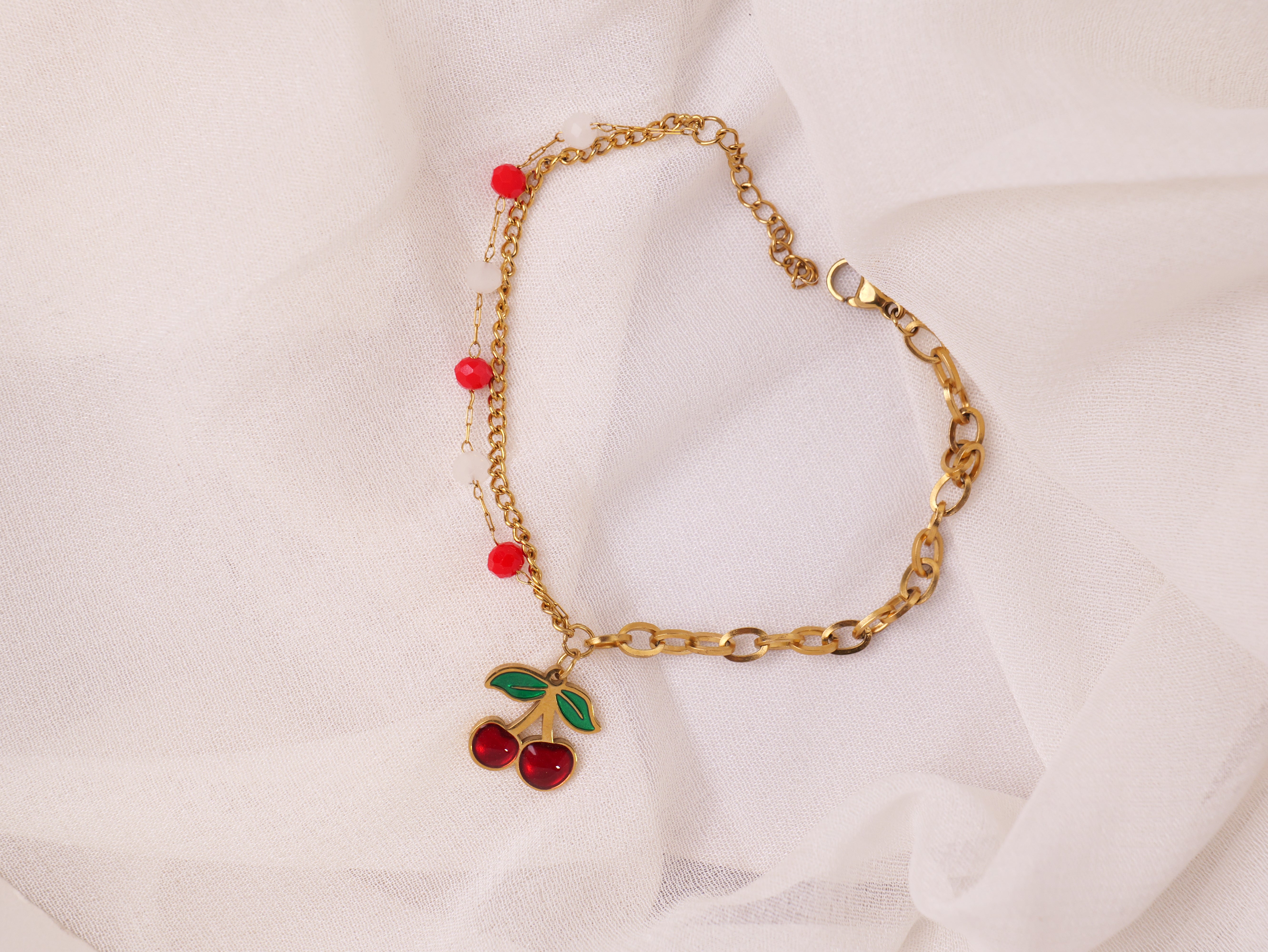 Cherry Charm Gold Bracelet