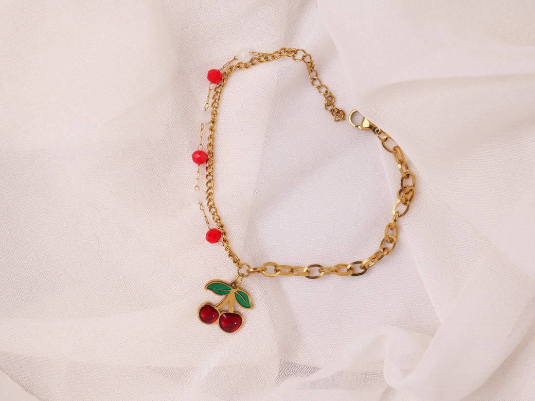 Cherry Charm Gold Bracelet