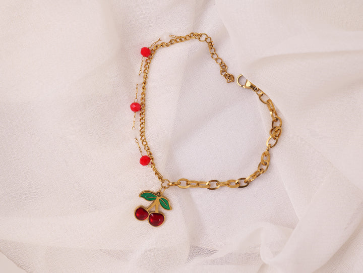 Cherry Charm Gold Bracelet