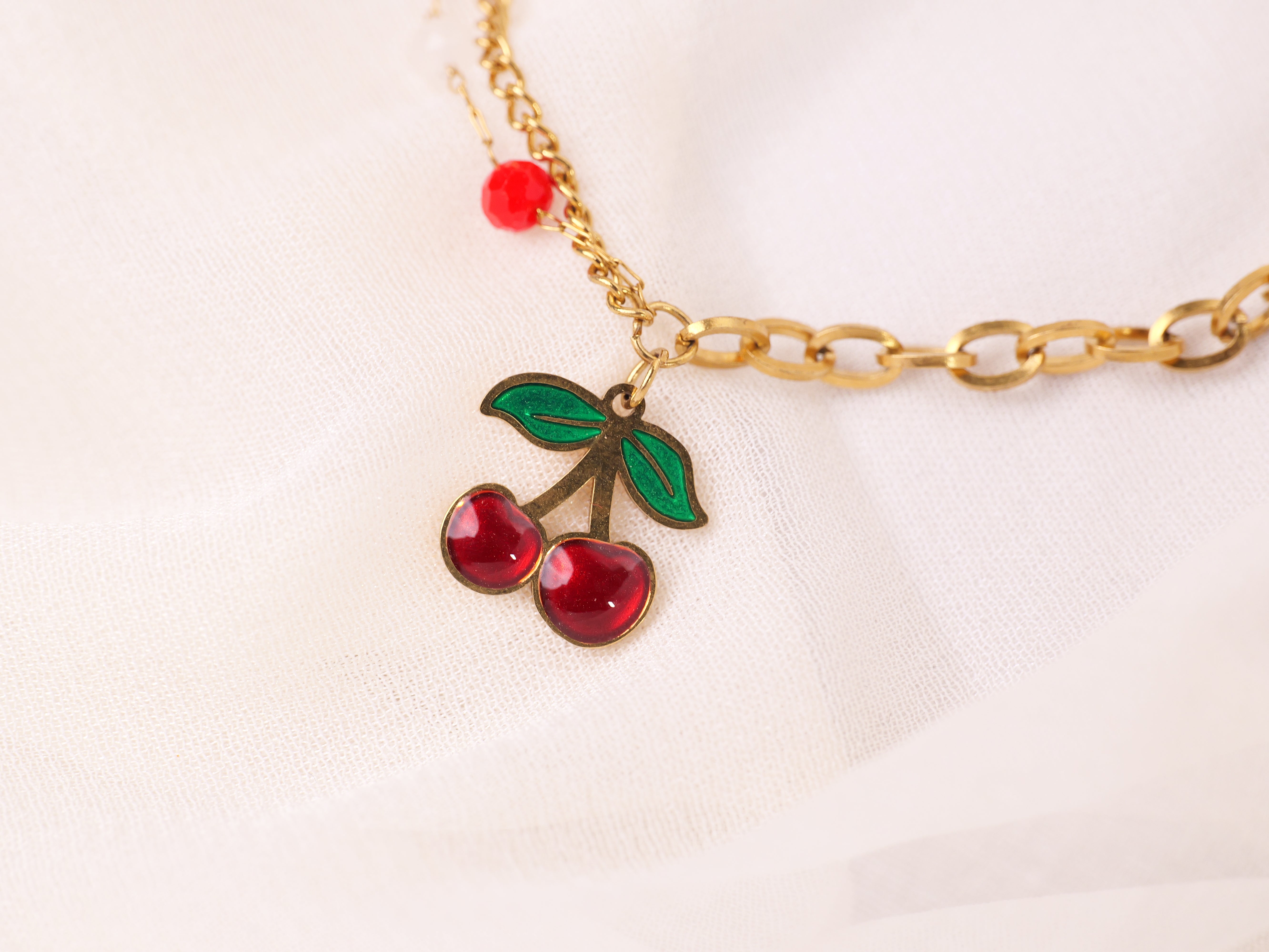 Cherry Charm Gold Bracelet