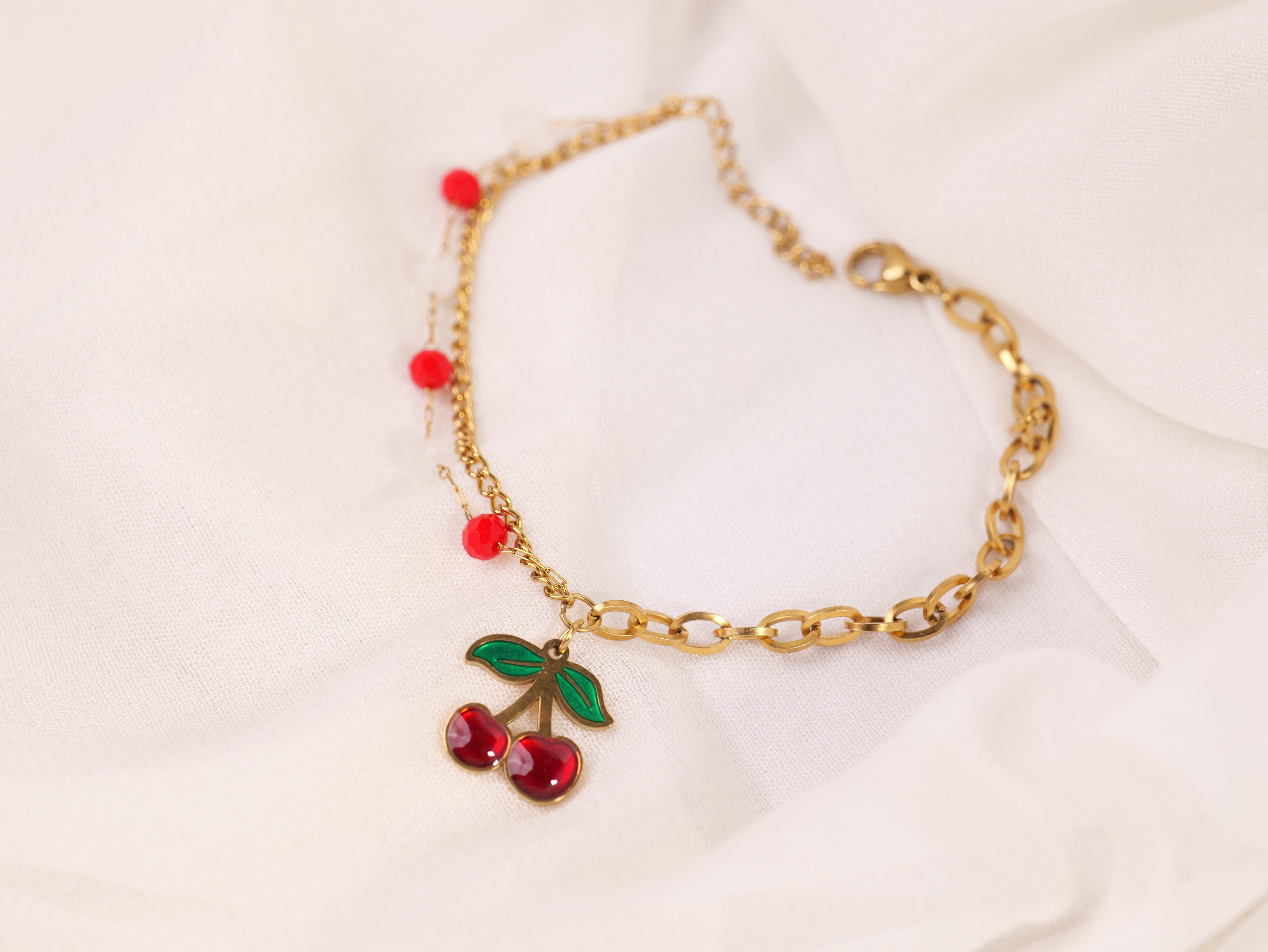 Cherry Charm Gold Bracelet