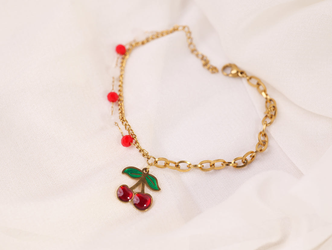 Cherry Charm Gold Bracelet