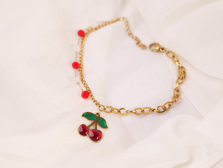 Cherry Charm Gold Bracelet