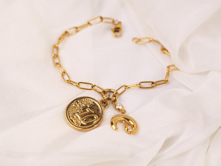 Gold Coin Charm Bracelet