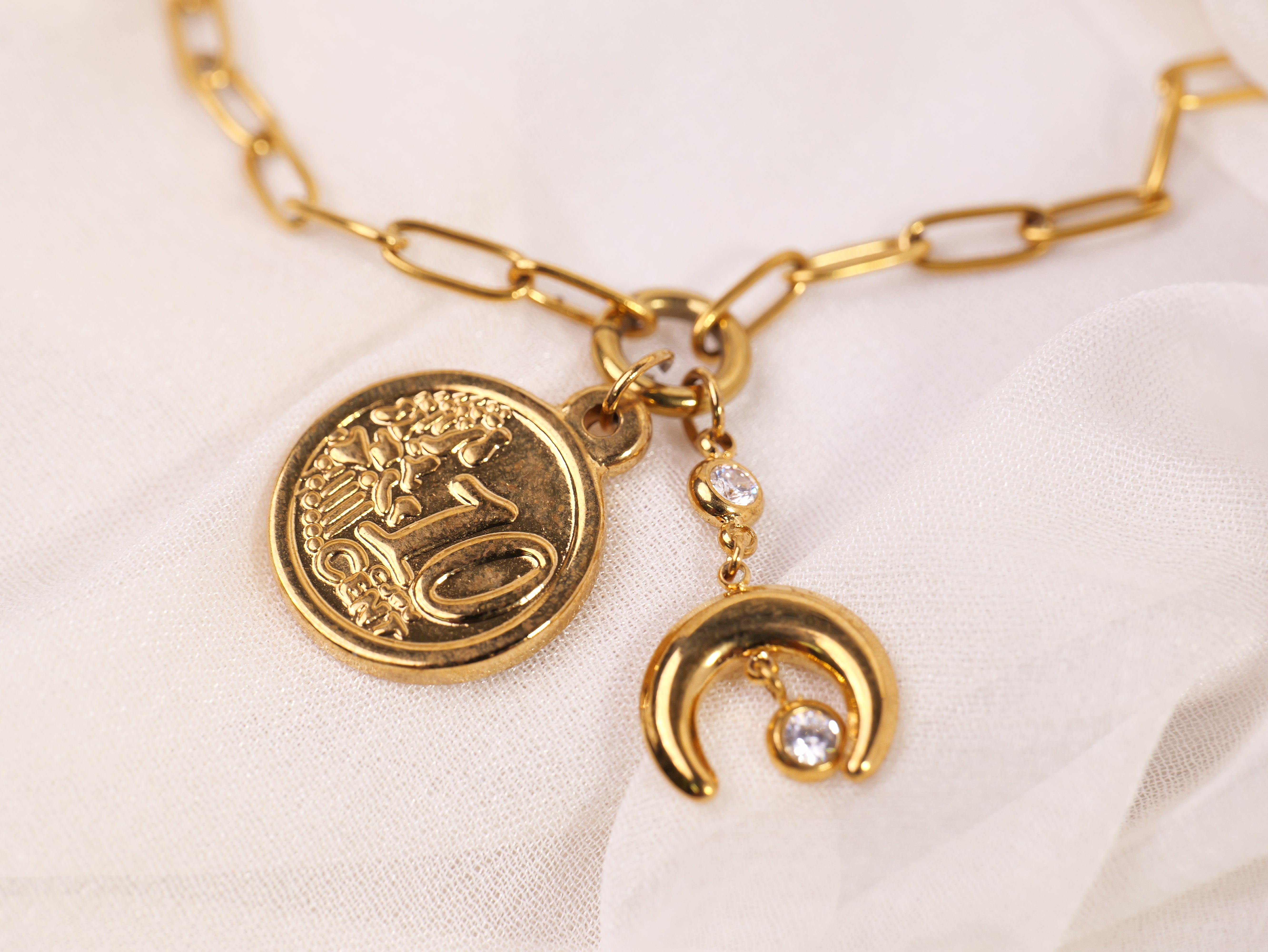 Gold Coin Charm Bracelet