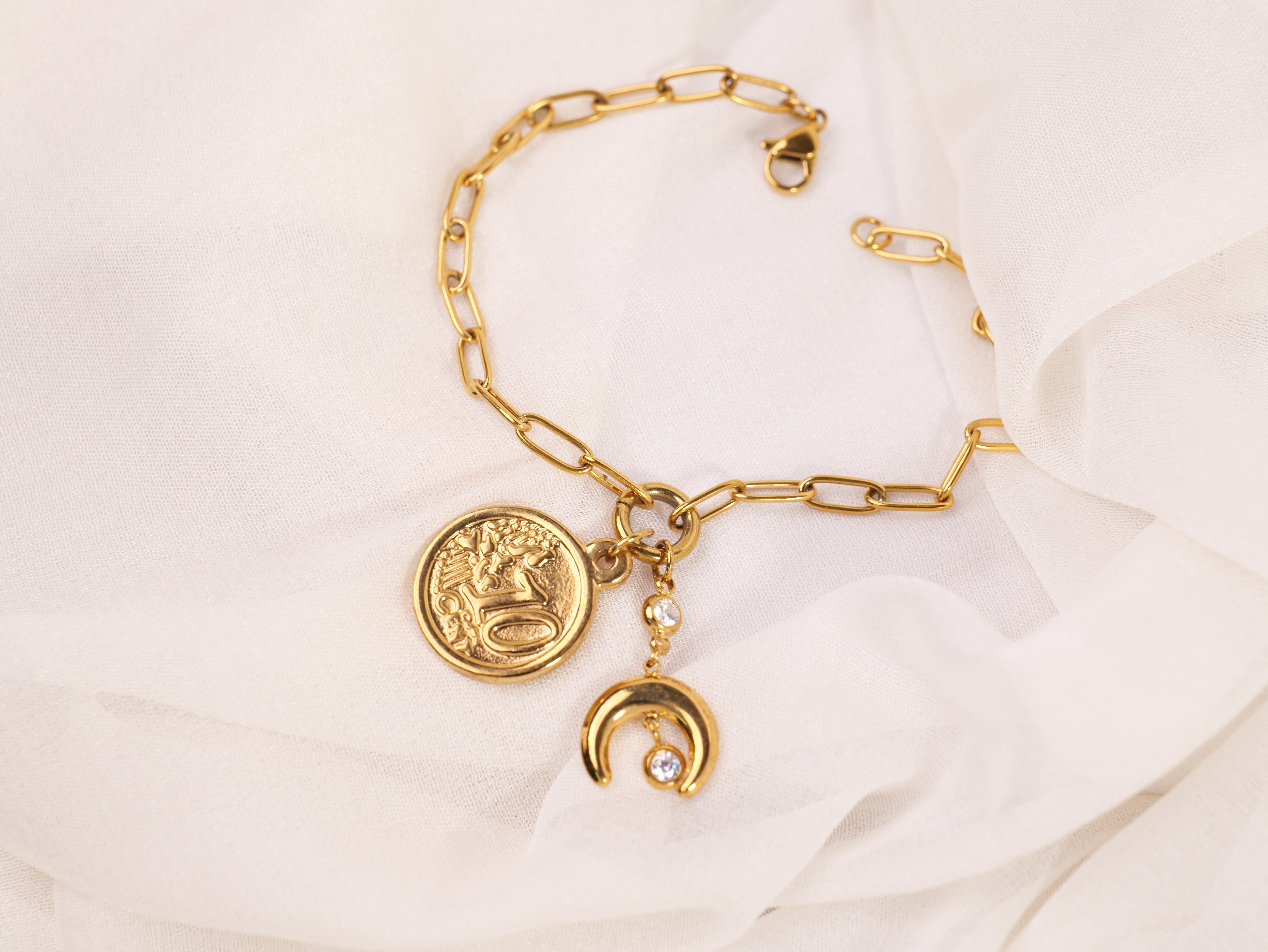 Gold Coin Charm Bracelet