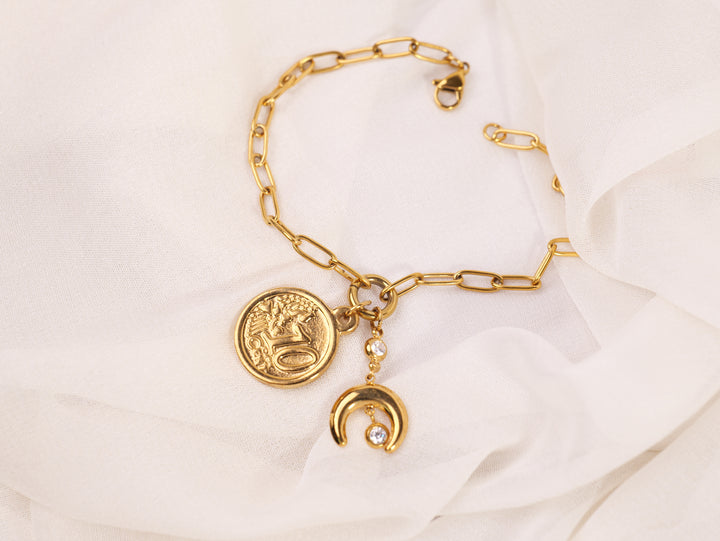Gold Coin Charm Bracelet