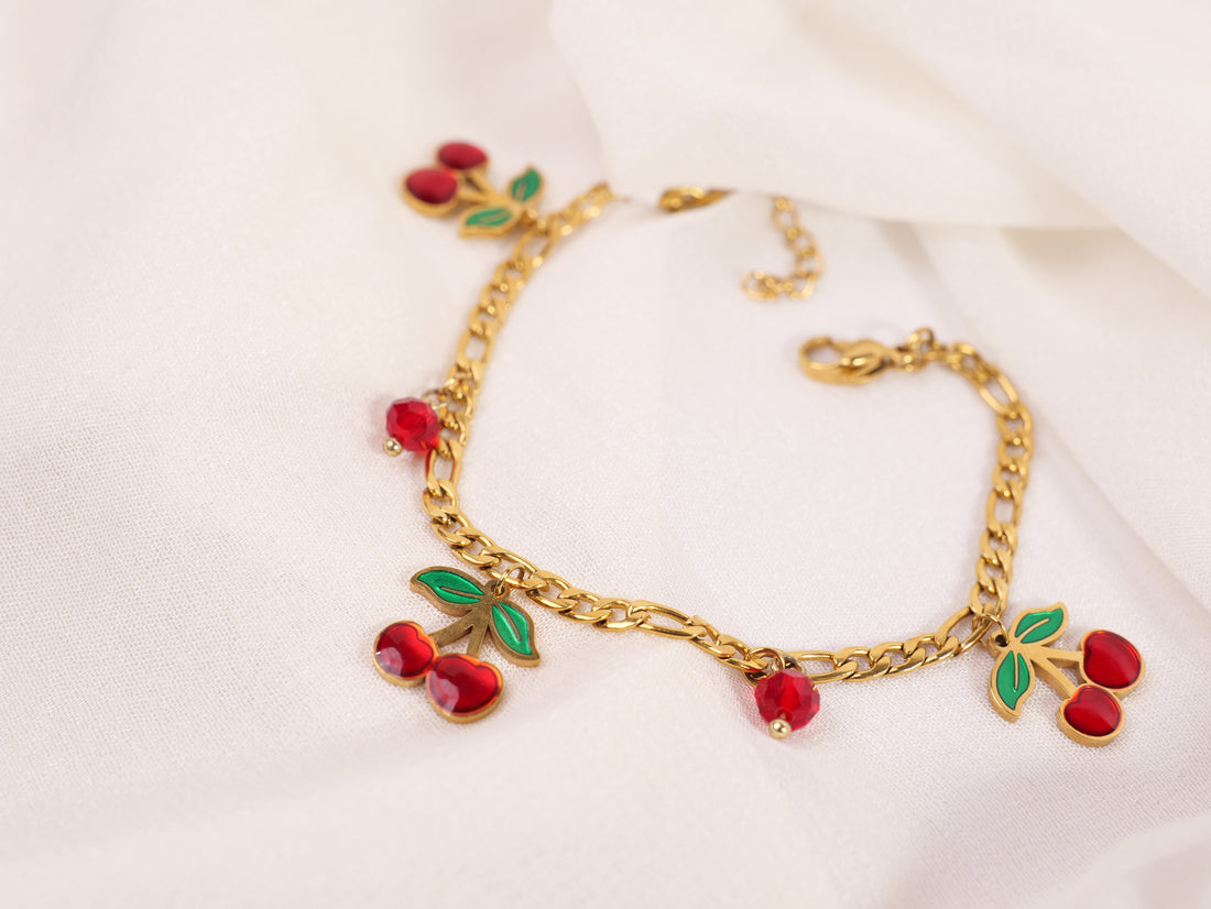Cherry Charm Chain Bracelet