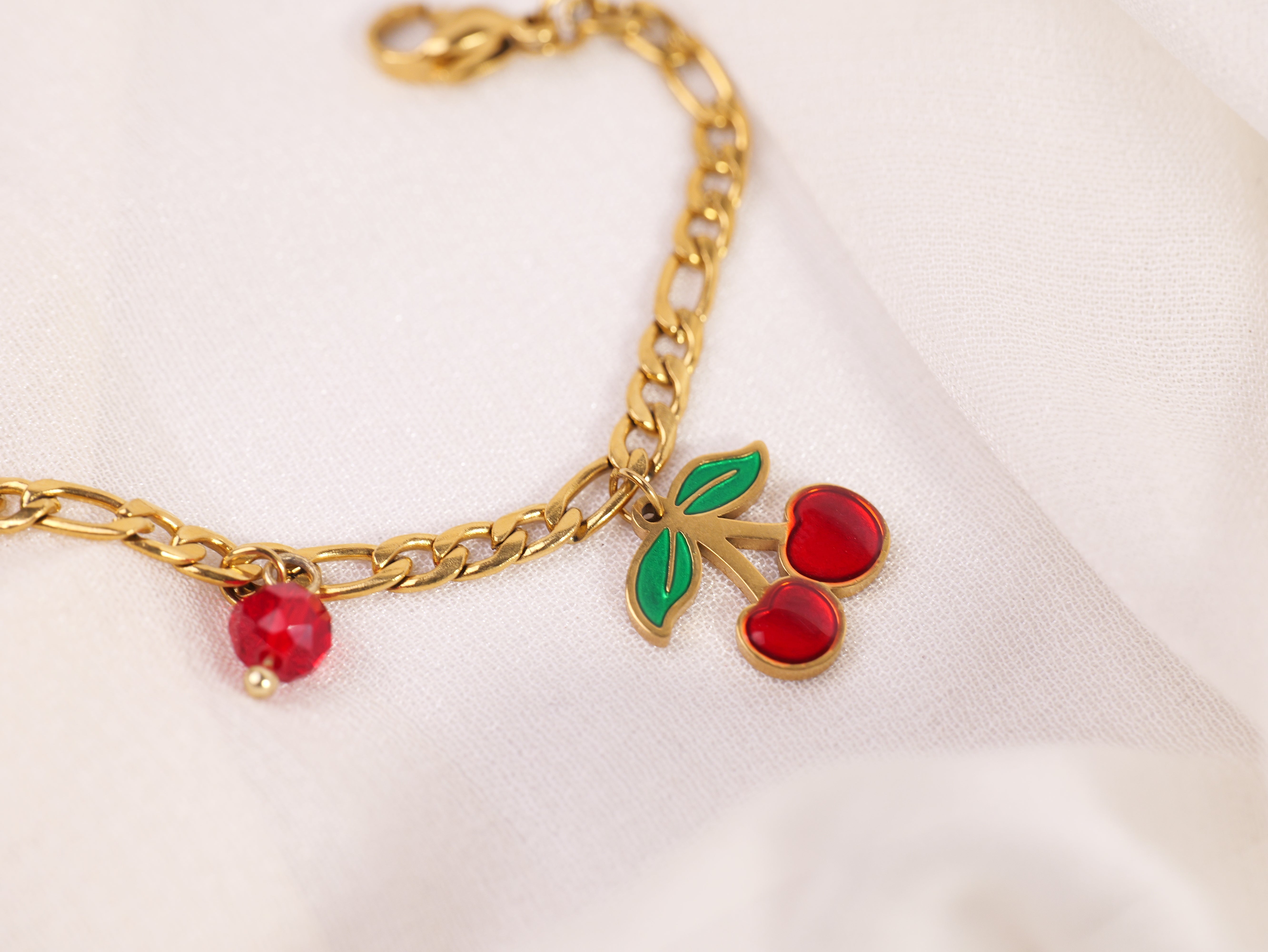 Cherry Charm Chain Bracelet