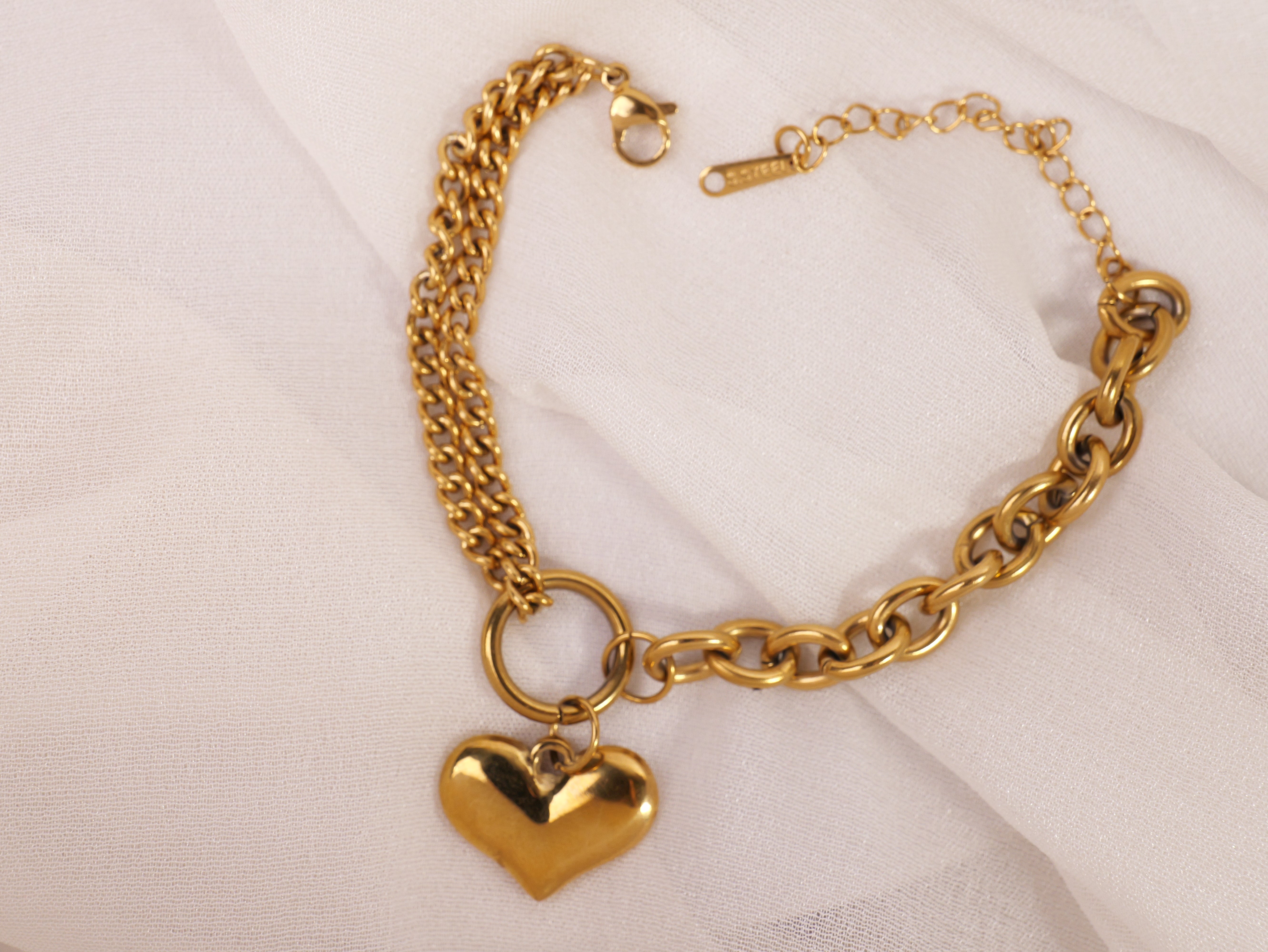 Golden Heartbeat Chain Bracelet | Dainty Pulse Design Bracelet for Women & Girls | Trendy Minimalist Jewellery | Daily & Gifting Wear