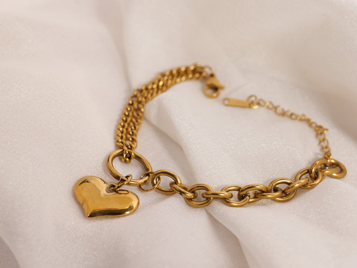 Golden Heartbeat Chain Bracelet | Dainty Pulse Design Bracelet for Women & Girls | Trendy Minimalist Jewellery | Daily & Gifting Wear