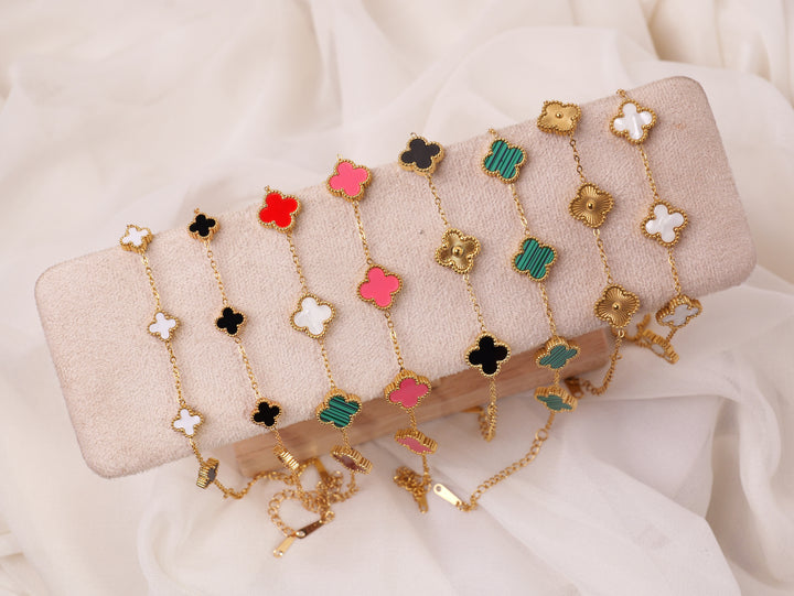 Black Small Clover Charm Bracelet