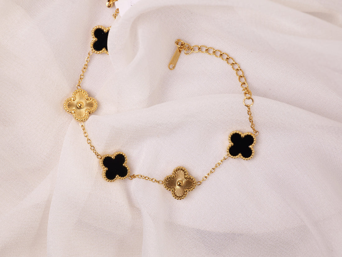 Nair Clover Dual Tone Bracelet | Gold & Silver Plated Adjustable Bracelet for Women & Girls | Elegant Daily & Occasion Wear Jewelry