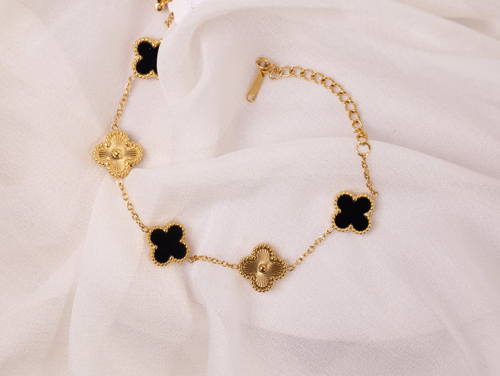 Nair Clover Dual Tone Bracelet | Gold & Silver Plated Adjustable Bracelet for Women & Girls | Elegant Daily & Occasion Wear Jewelry