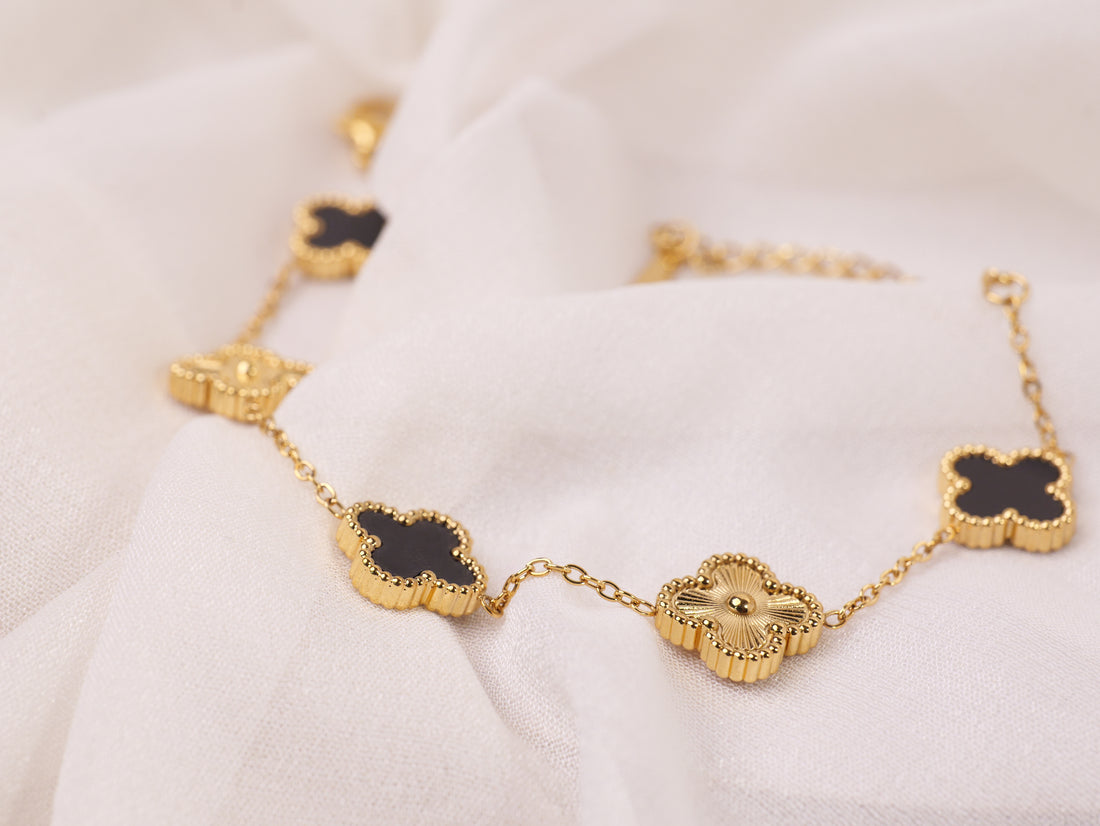 Nair Clover Dual Tone Bracelet | Gold & Silver Plated Adjustable Bracelet for Women & Girls | Elegant Daily & Occasion Wear Jewelry